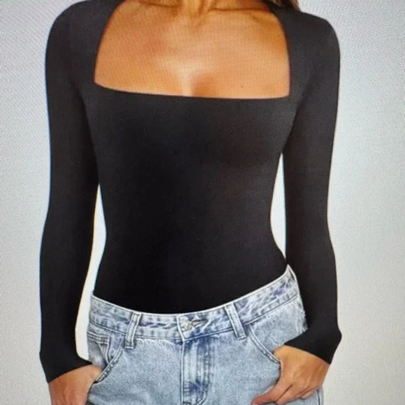 NWT Sexy Chic Black Long Sleeve Bodysuit XSMALL #G - Picture 2 of 8